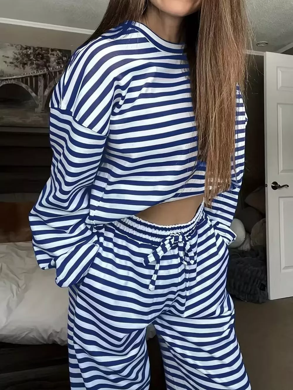 Striped Long Sleeve Top and Pants Set, image 14