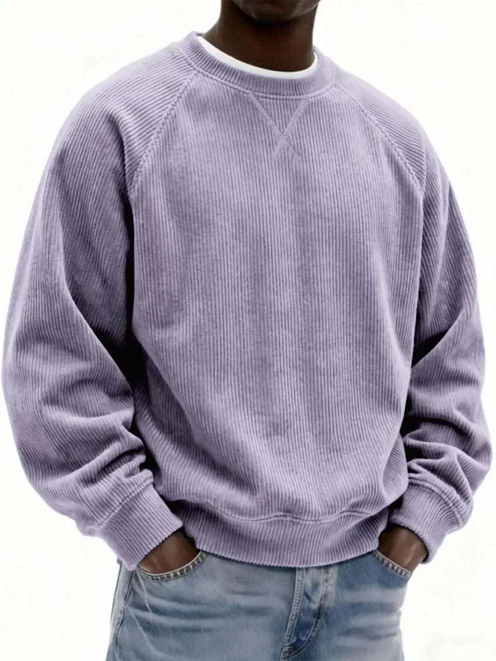 Men's Full Size Corduroy Crew Neck Sweatshirt Plus Size, image 9