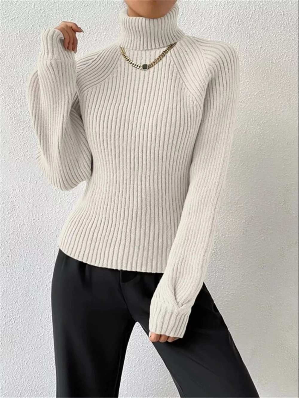 Ribbed Knit Turtleneck Sweater, image 18