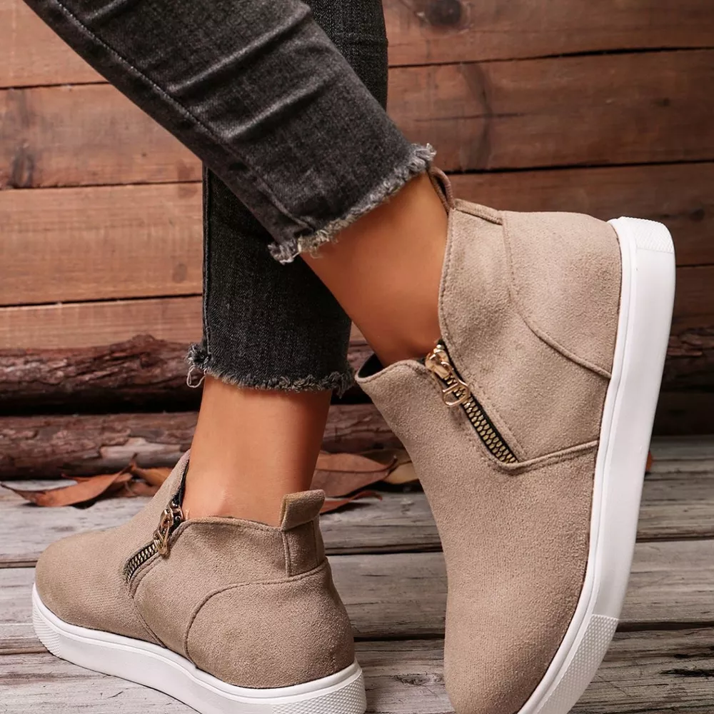 Suede Ankle Boots with Side Zipper, image 14
