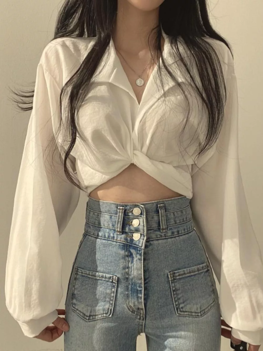 Twisted Front Long Sleeve Shirt, image 2