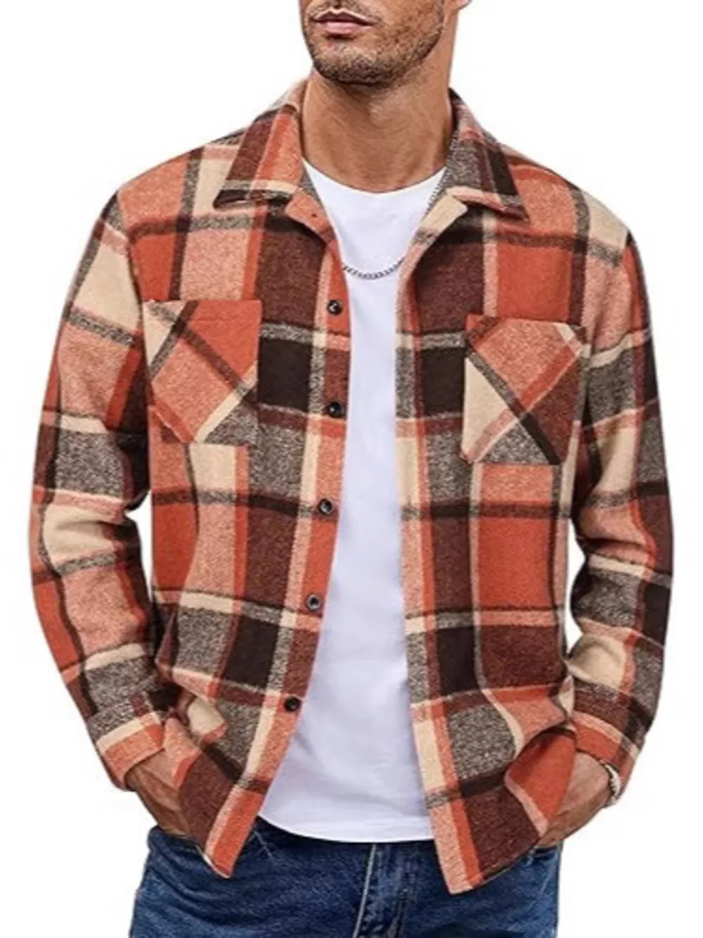 Men's Full Size Casual Plaid Button Up Shirt Plus Size, image 10