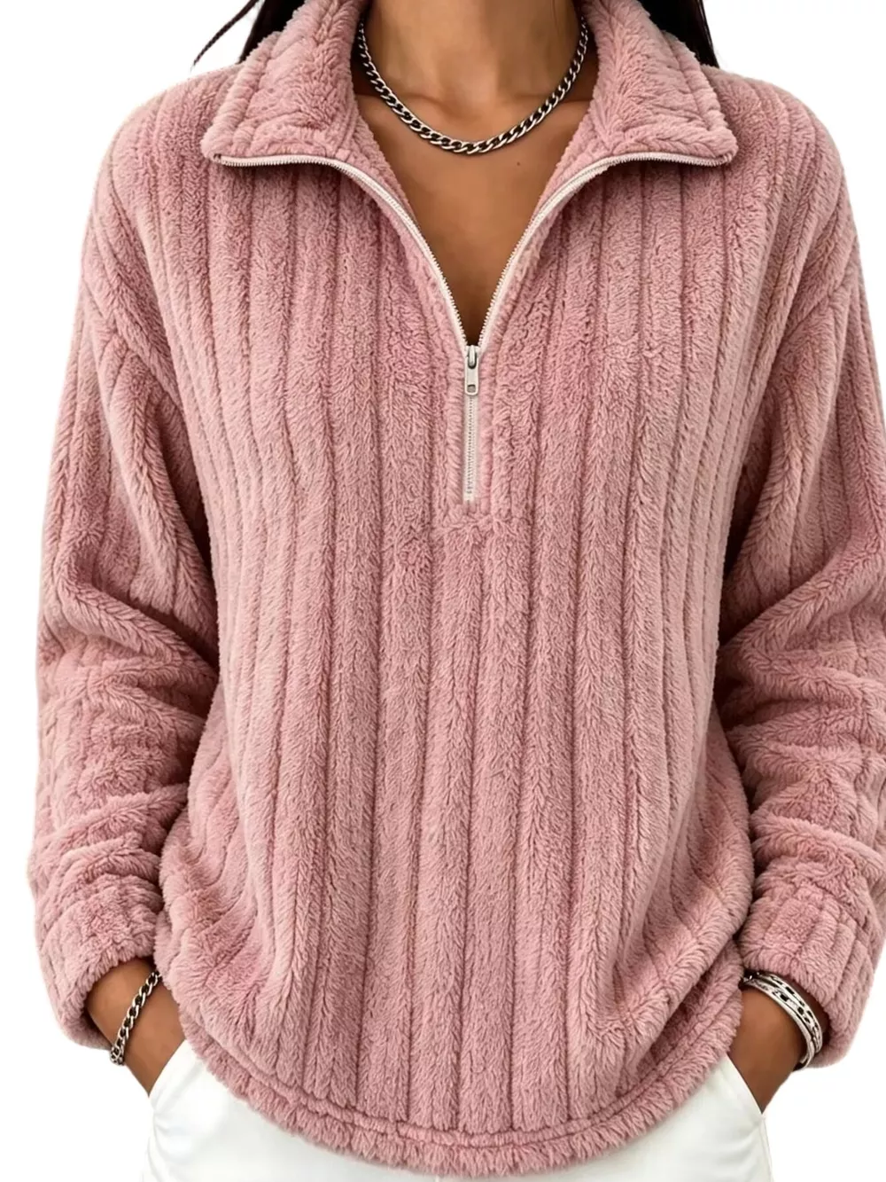 Quarter-Zip Dropped Shoulder Sweatshirt, image 7