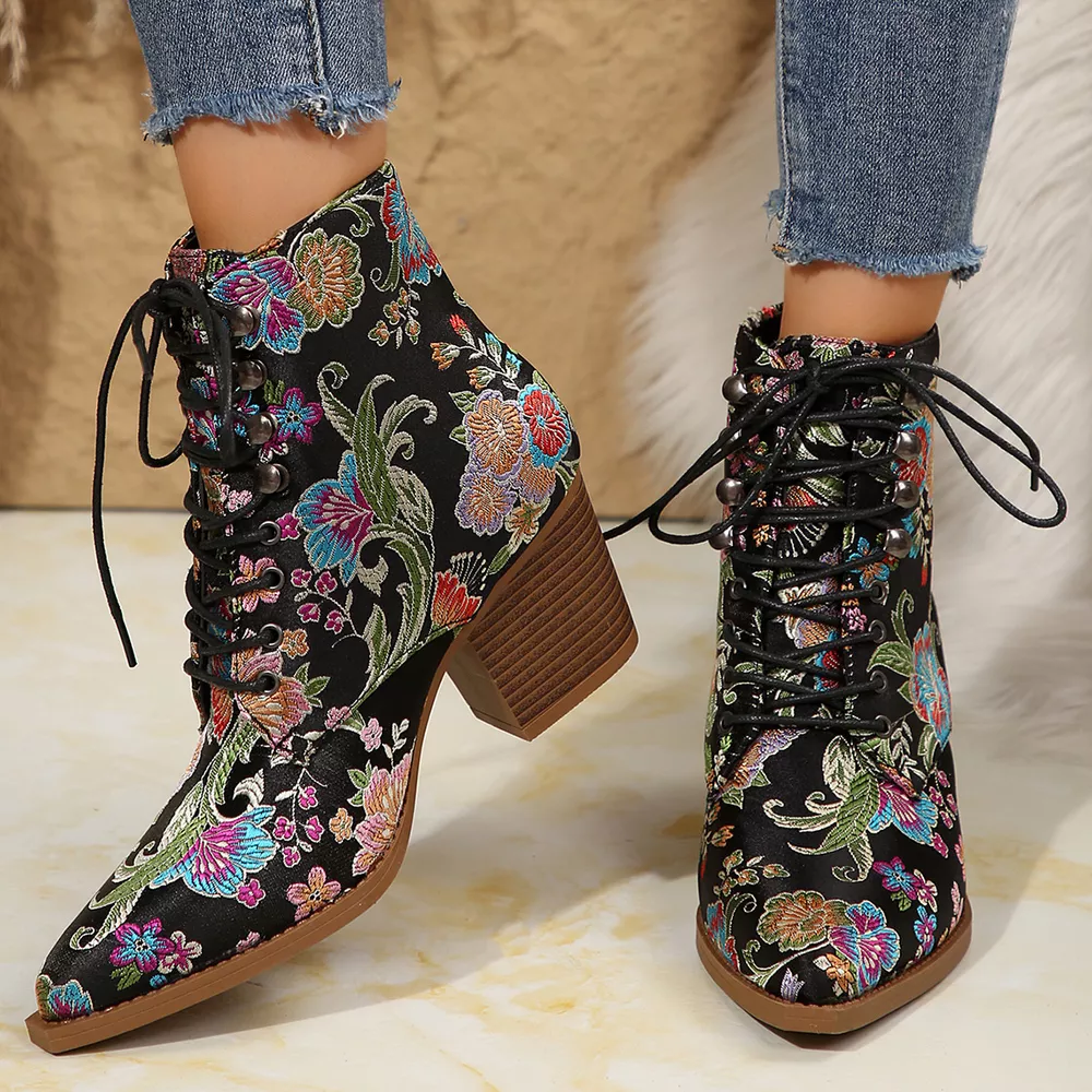 Point Toe Block Heels Boots, image 8