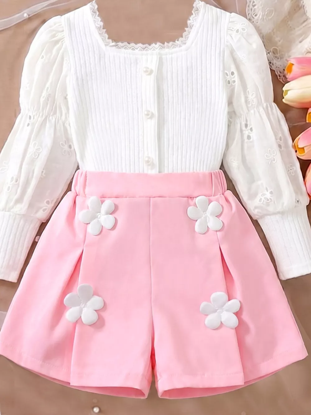 Children's Ribbed Knit Top and Shorts Set, image 5