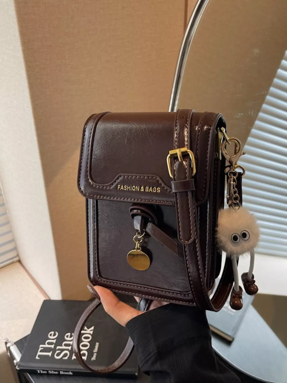 Leather Flap Crossbody Bag, image 6