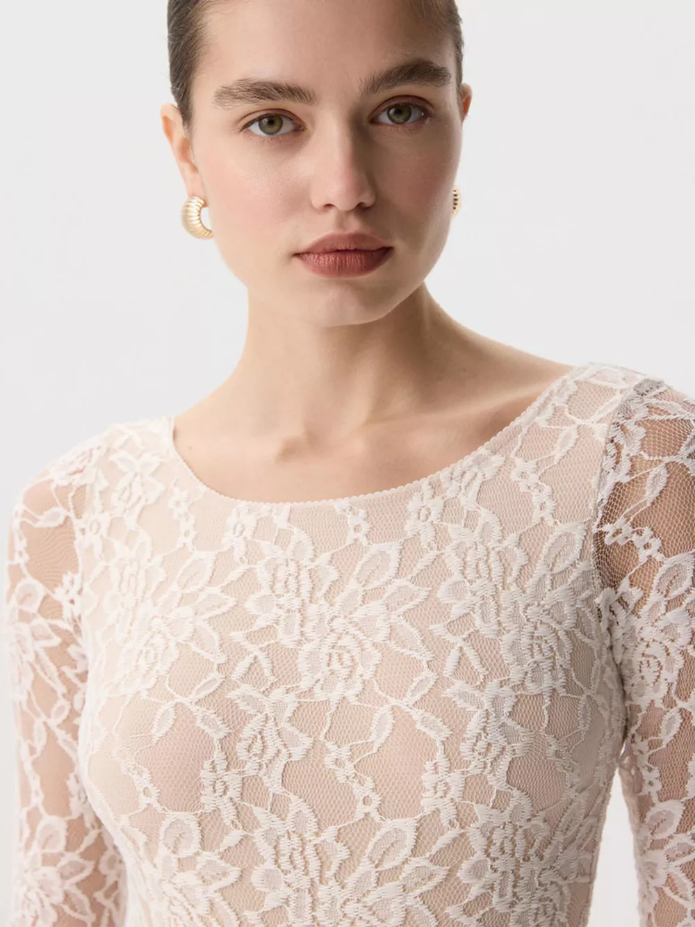 Lace Round Neck Long Sleeve Top, image 19