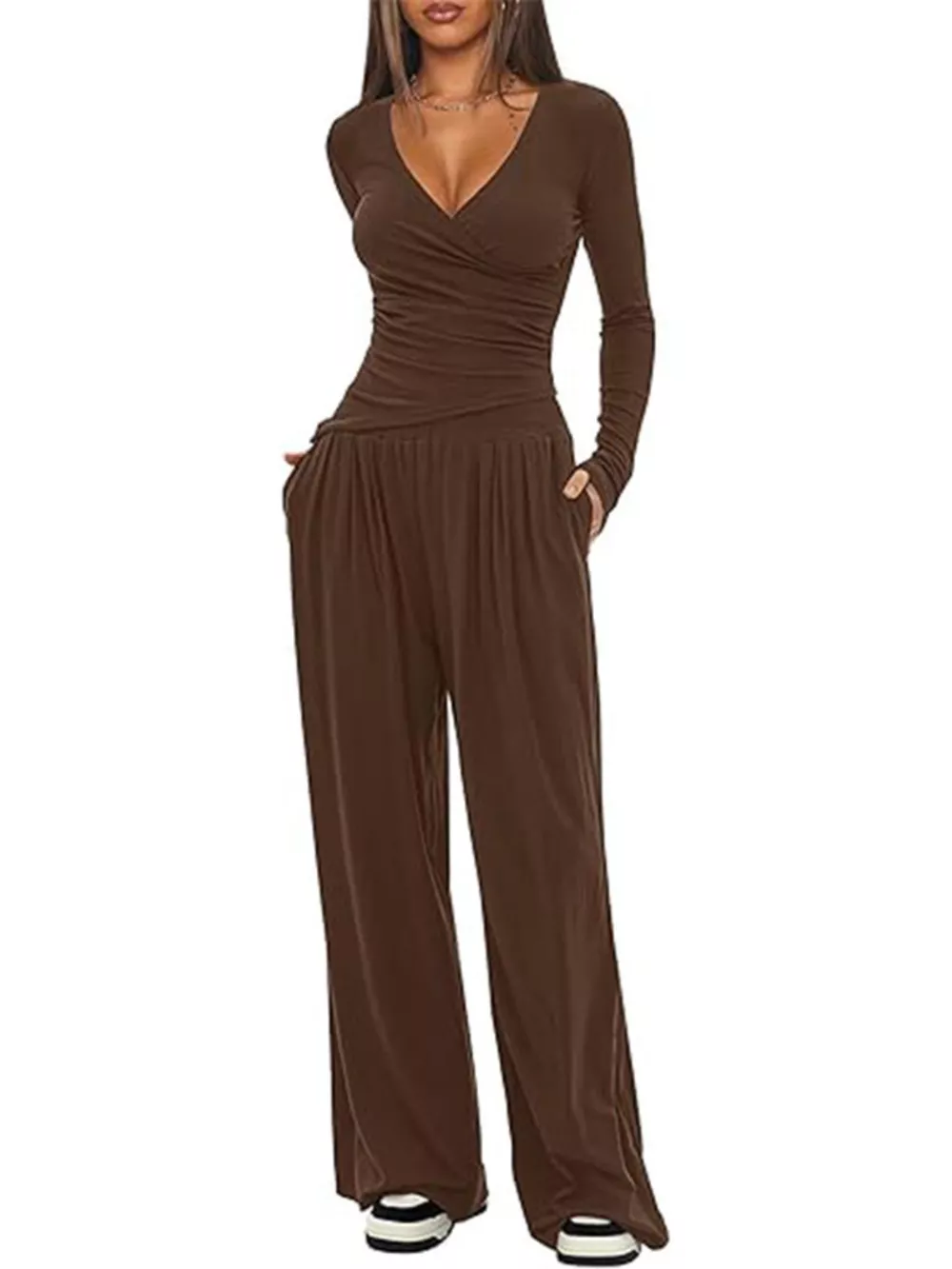 Casual Long Sleeve Top and Pants Two-Piece Set, image 3