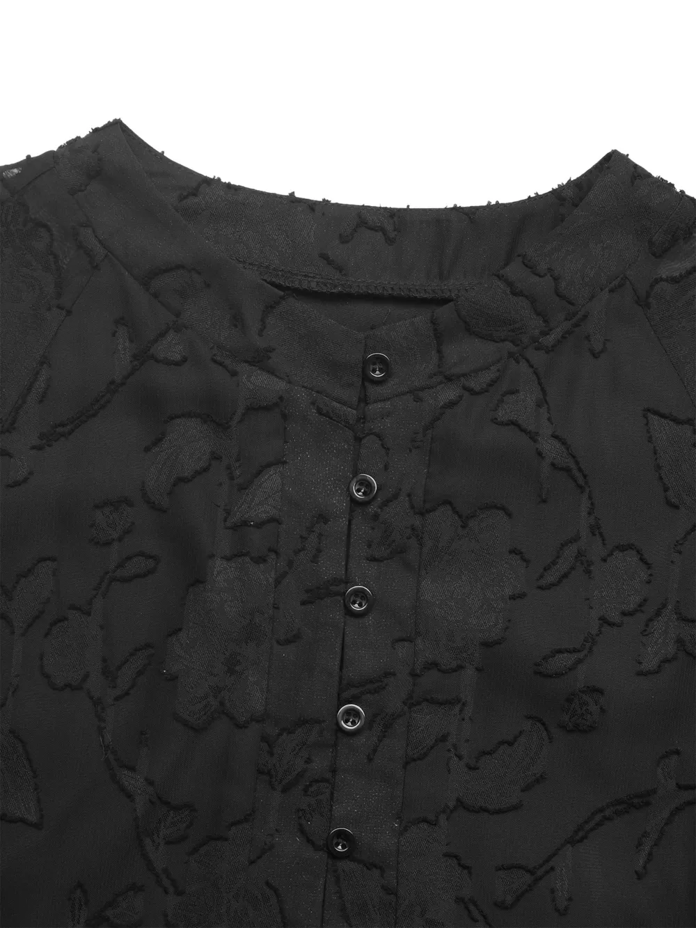 Button-Front Balloon Sleeve Mini Dress, image 7