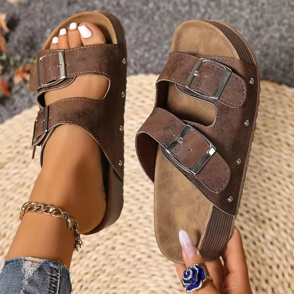 Double Buckle Open Toe Platform Sandals, image 7
