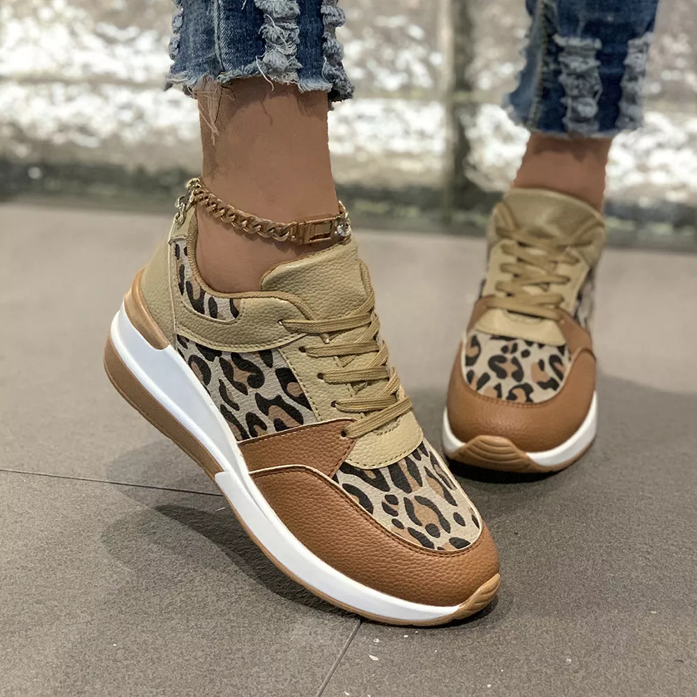 Leopard Lace Up Sneakers, image 4