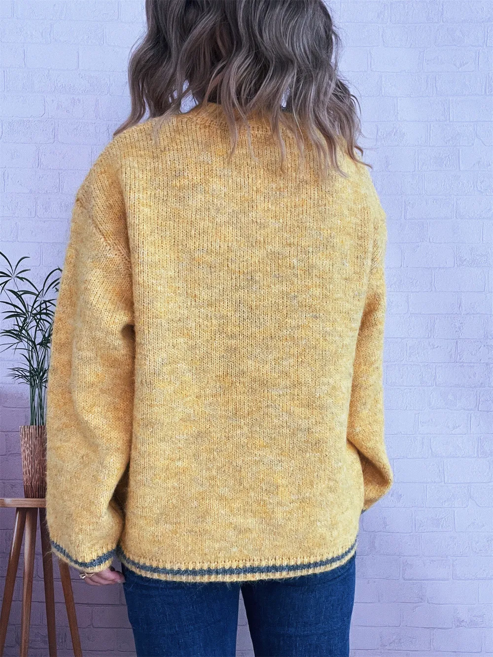 Contrast Trim Round Neck Cozy Sweater, image 24