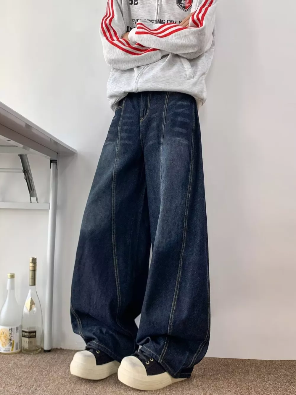 Men's Full Size Wide Leg Barrel Jeans Plus Size, image 4