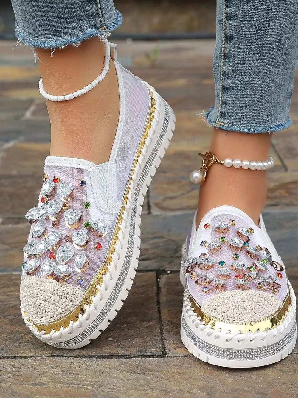 Rhinestone Platform Slip-Ons, image 9
