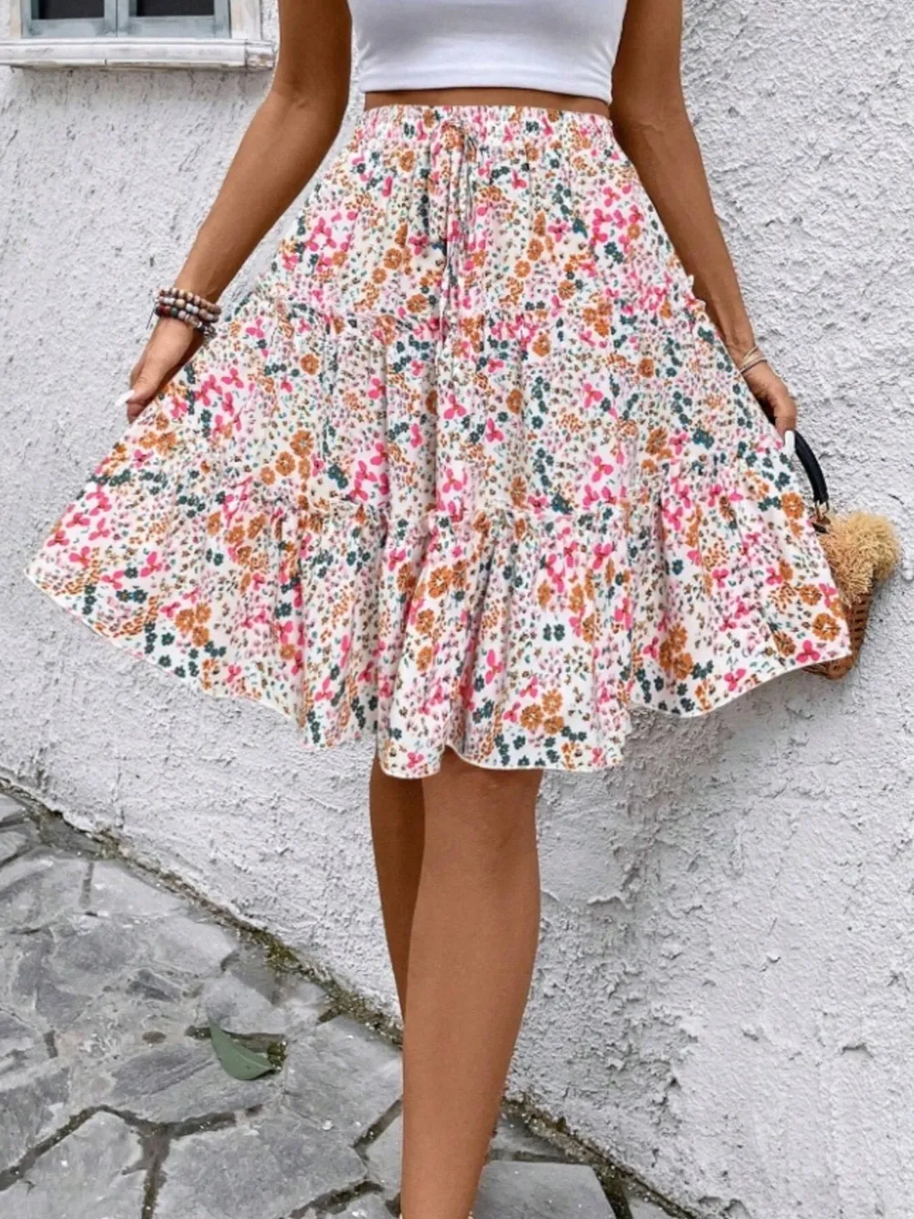 Floral Print Midi Skirt, image 15