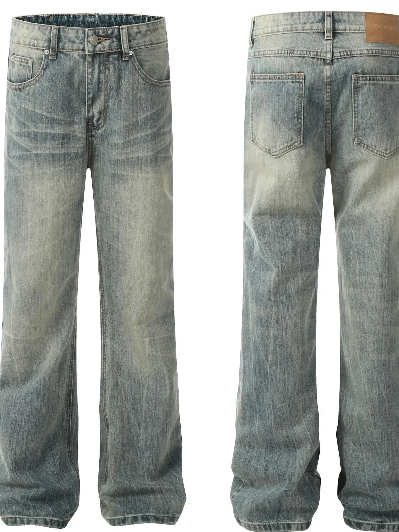 Men's Vintage Wash Straight Leg Jeans, image 4