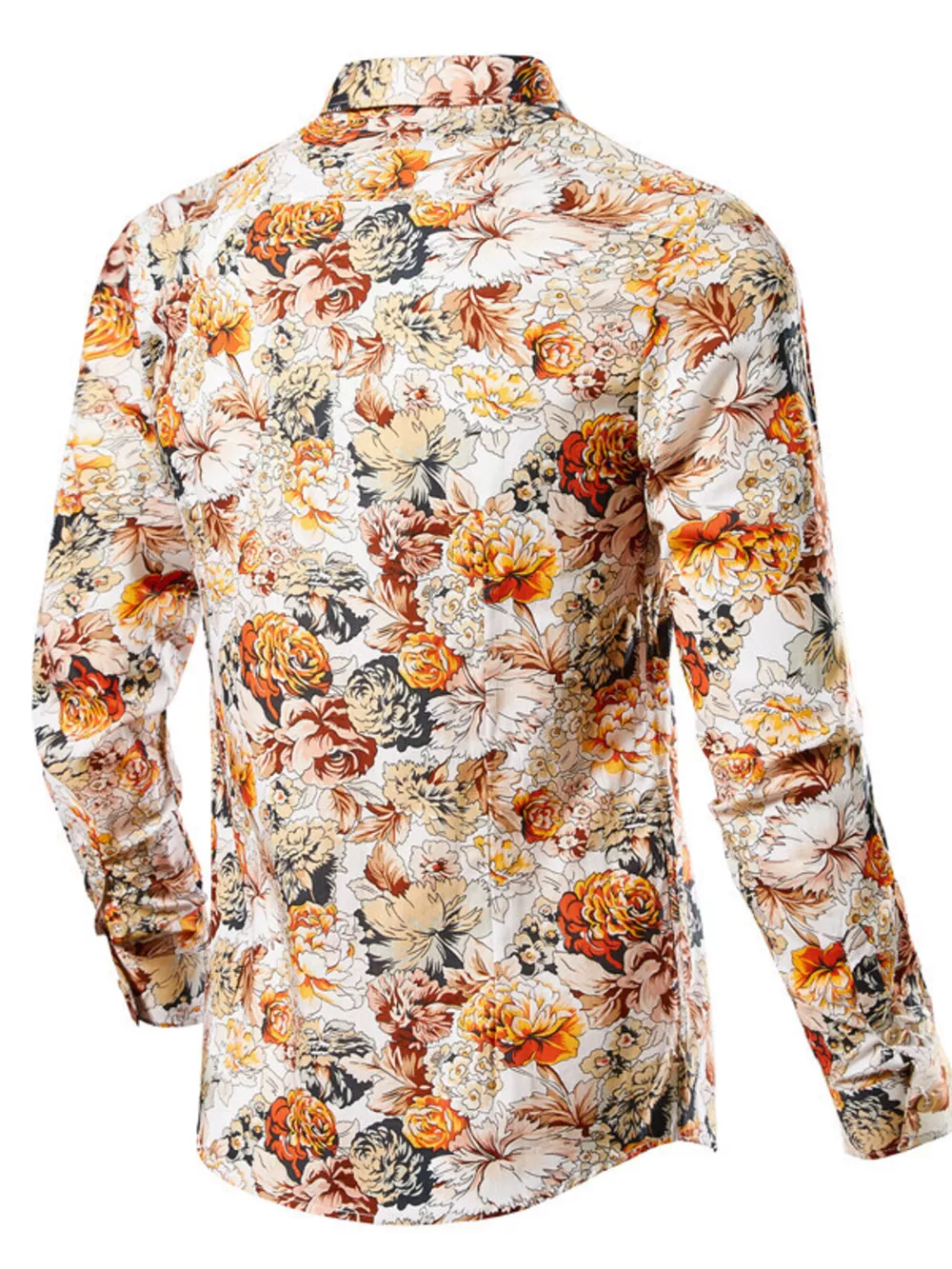 Men's Plus Size Floral Print Long Sleeve Shirt, image 2