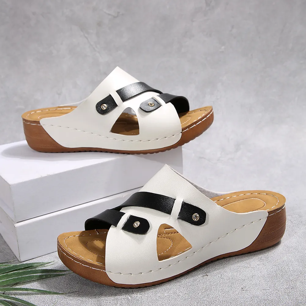 Cutout Contrast Wedge Sandals, image 13