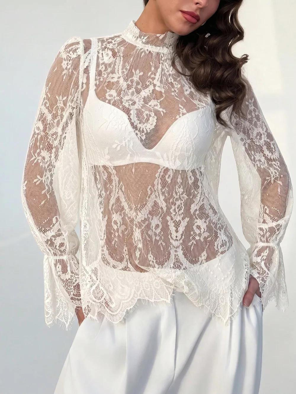 Lace Flounce Sleeve Top, image 5