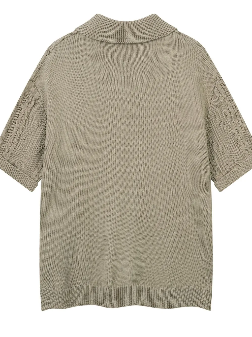 Men's Cable Knit Short Sleeve Knit Polo, image 3