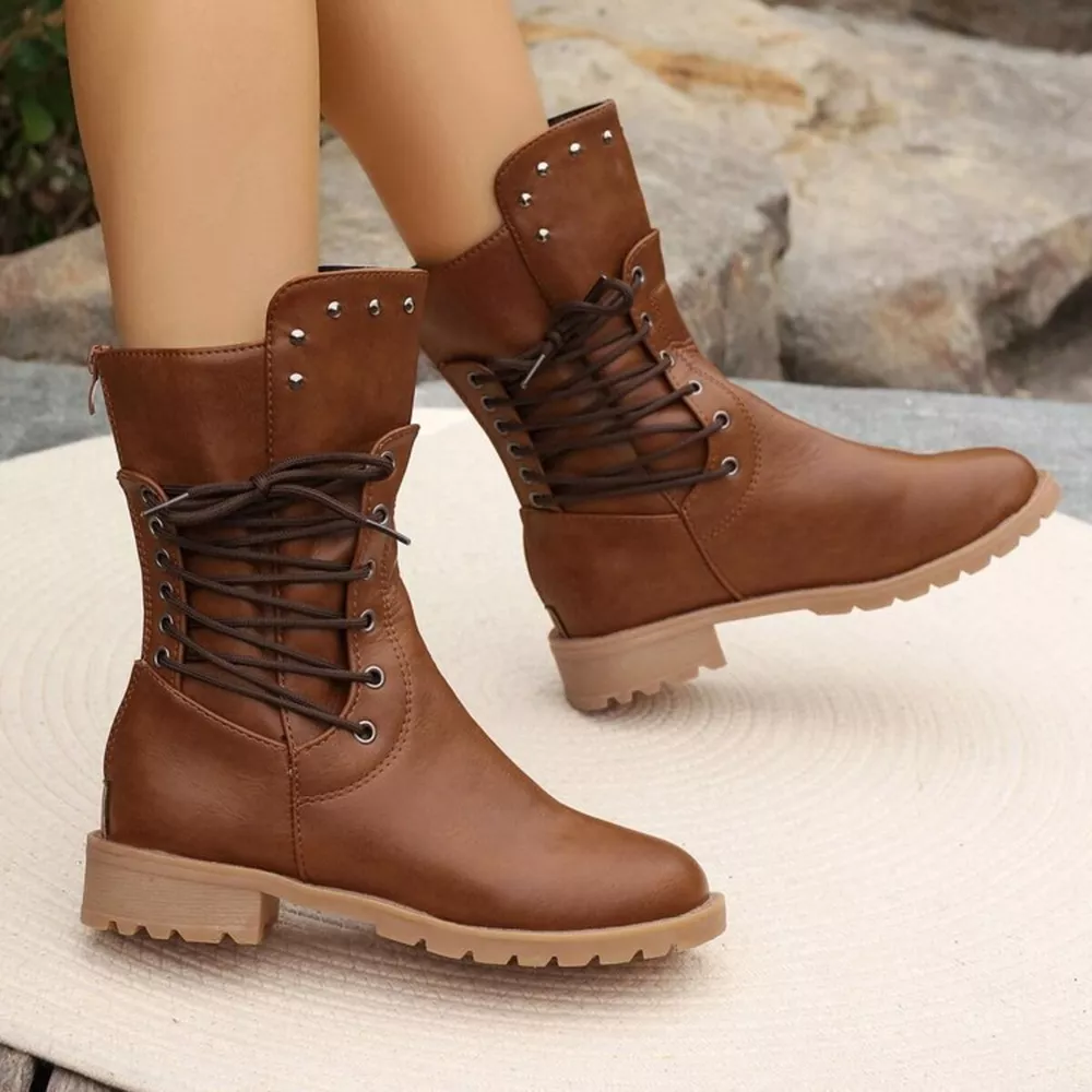 Studded Lace-Up Boots, image 8