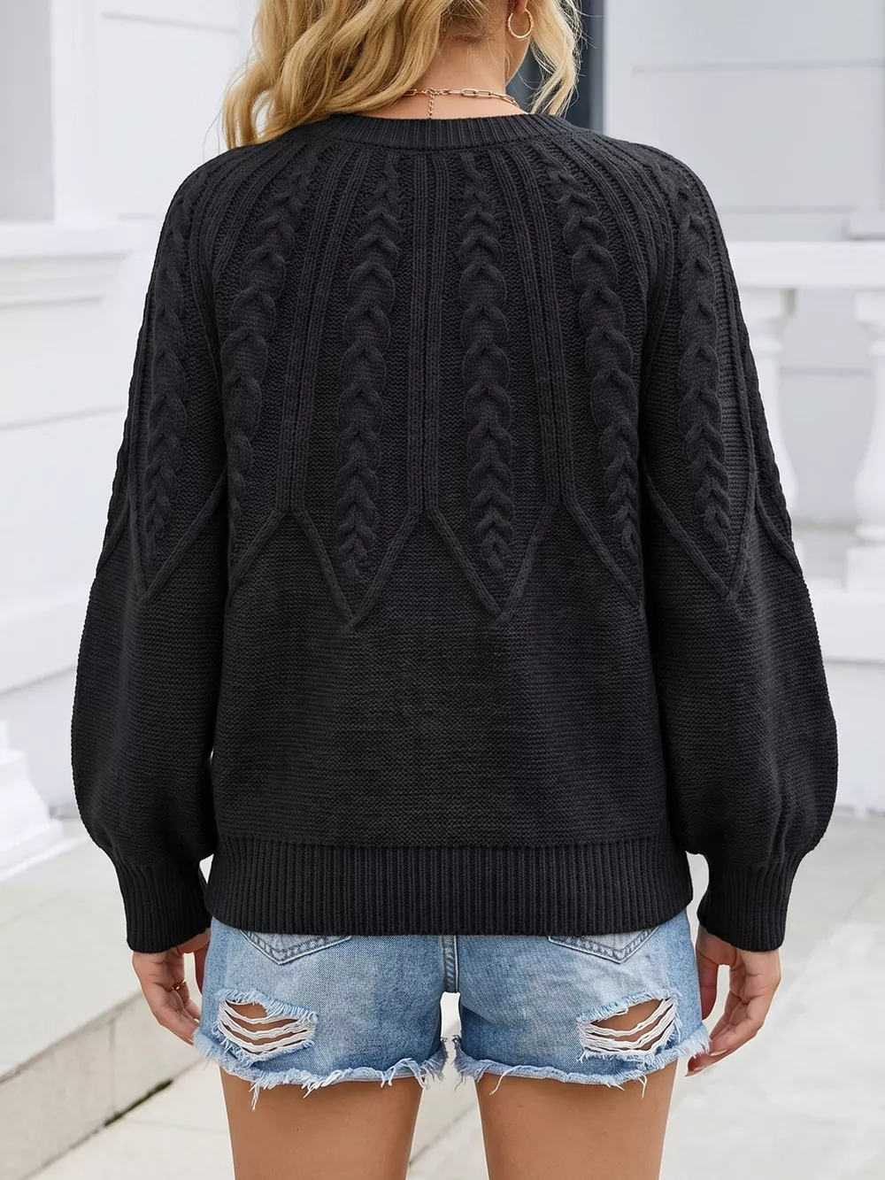 Cable-Knit Round Neck Sweater, image 15