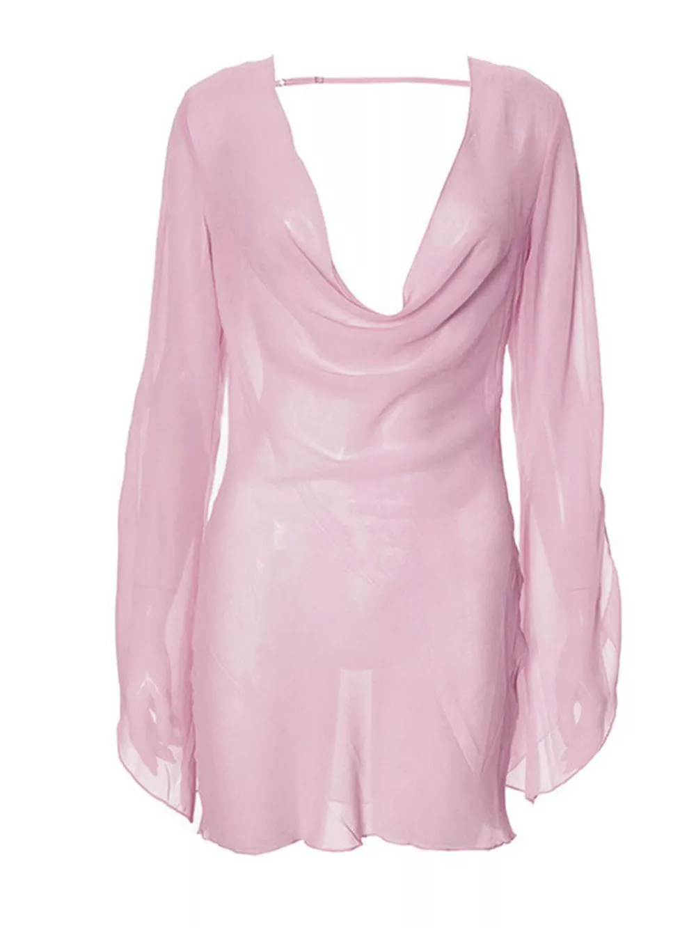 Sheer Chiffon Plunge Mini Dress, image 19