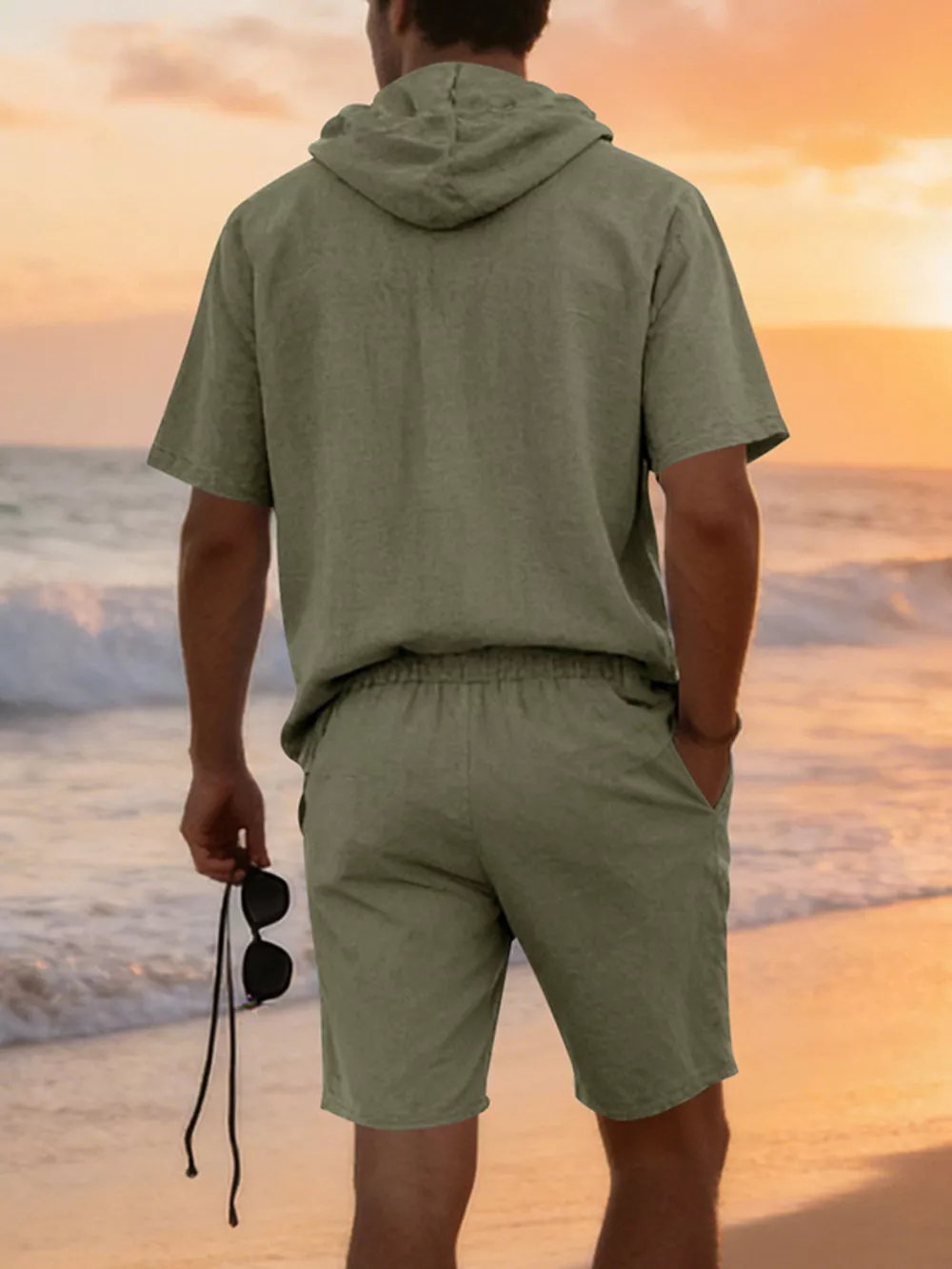 Men's Full Size Casual Short Sleeve Hooded Top & Shorts Set Plus Size, image 12