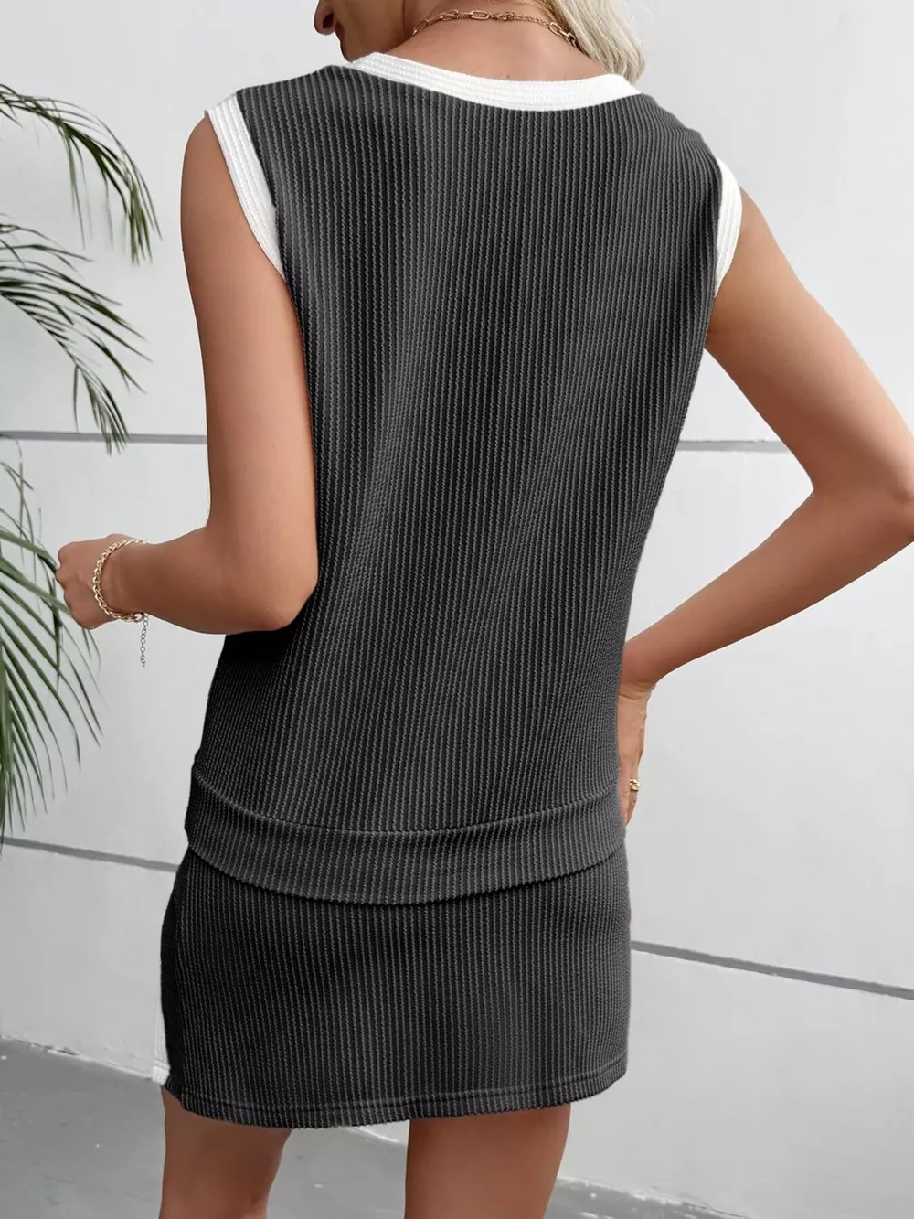 Ribbed Knit Sleeveless Top and Skort Set, image 13