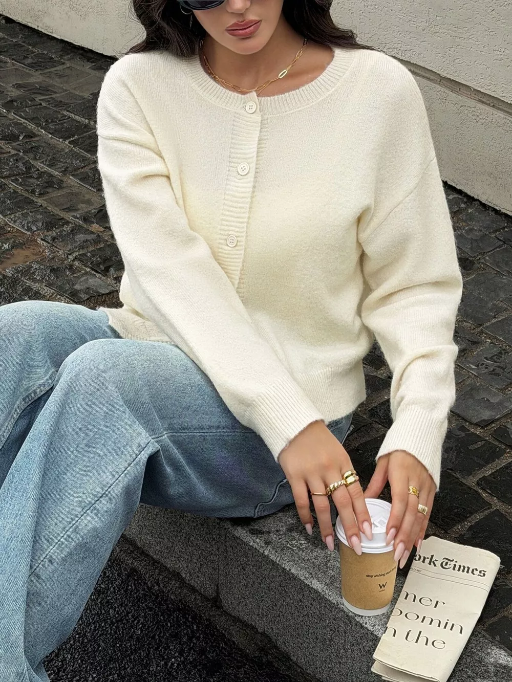 Button-Down Dropped Shoulder Cardigan, image 4