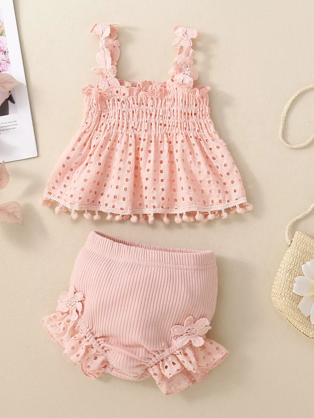 Children's Eyelet Smocked Tank Top and Ruffled Bloomers Set, image 5