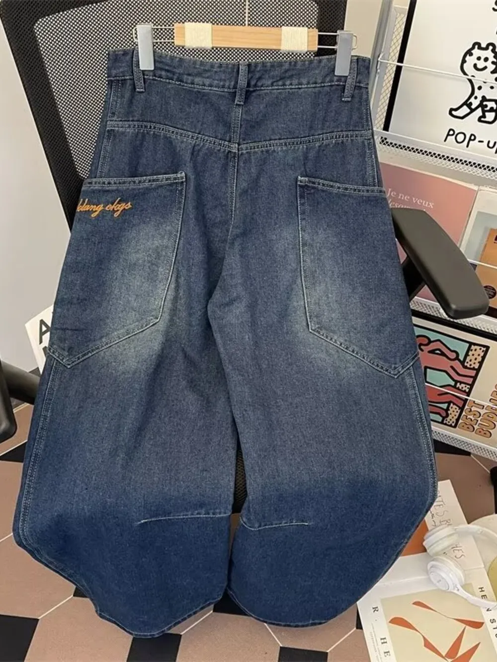 Men's Full Size Vintage Wash Wide Leg Jeans Plus Size, image 2