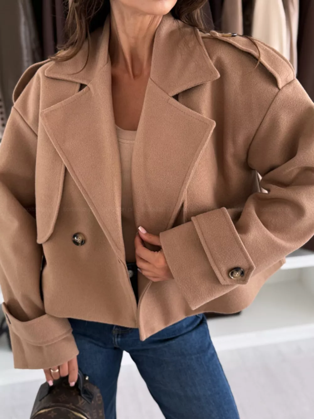 Double-Breasted Cropped Outerwear, image 2