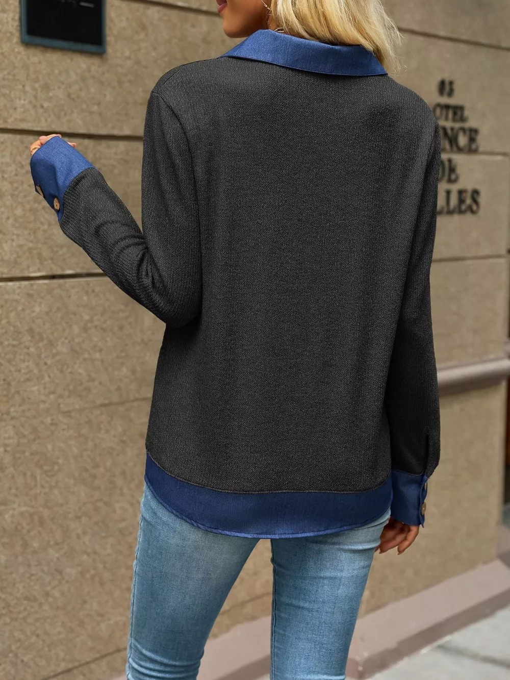 Decor Button Long Sleeve Sweatshirt, image 11