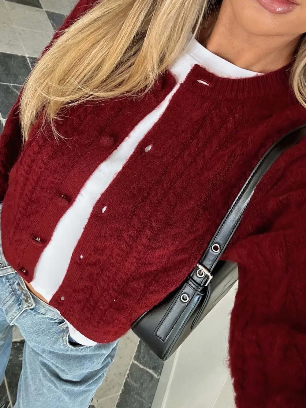 Cable Knit Button-Up Cardigan, image 3