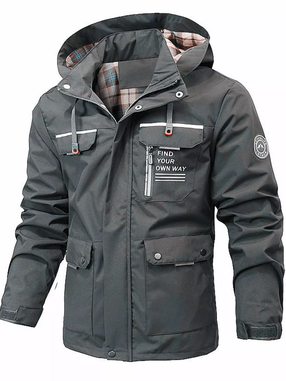Men's Plus Size Hooded Outdoor Windproof Coat, image 7