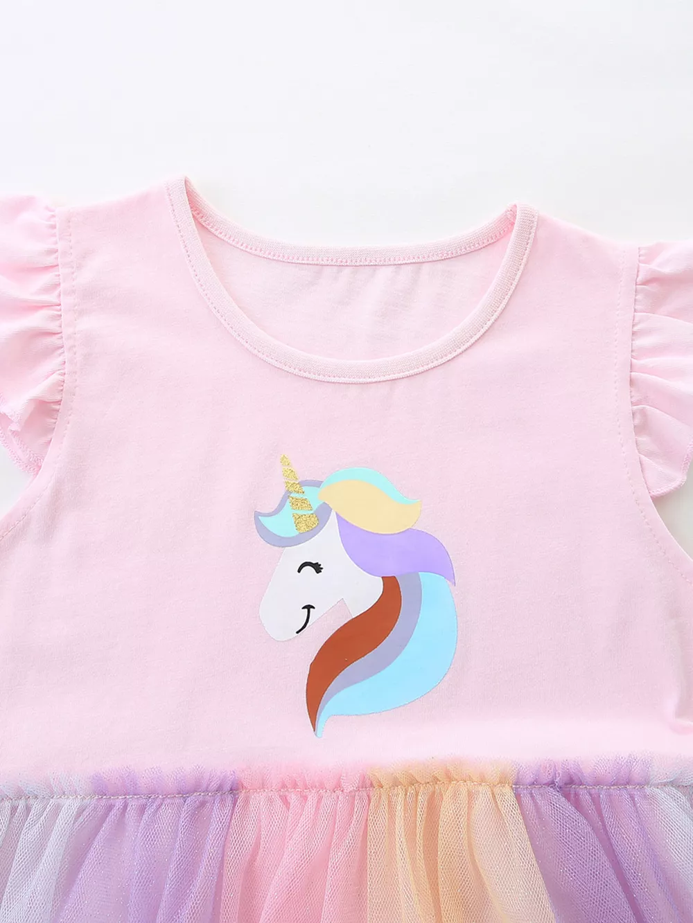 Children's Unicorn Graphic Rainbow Tulle Dress, image 3