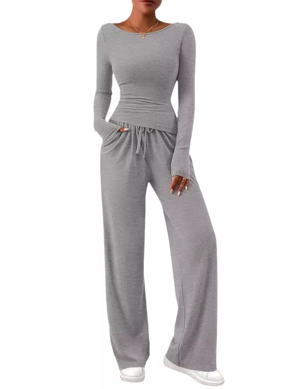 Long Sleeve Top and Wide Leg Pants Set, image 15