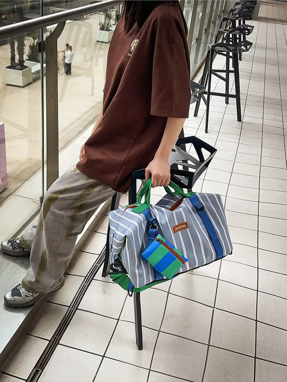 Striped Lightweight Travel Bag
