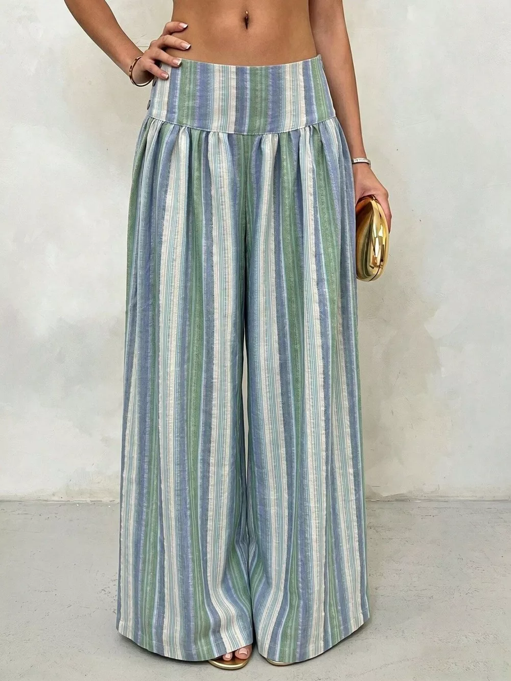 High-Waisted Striped Wide-Leg Casual Pants, image 8