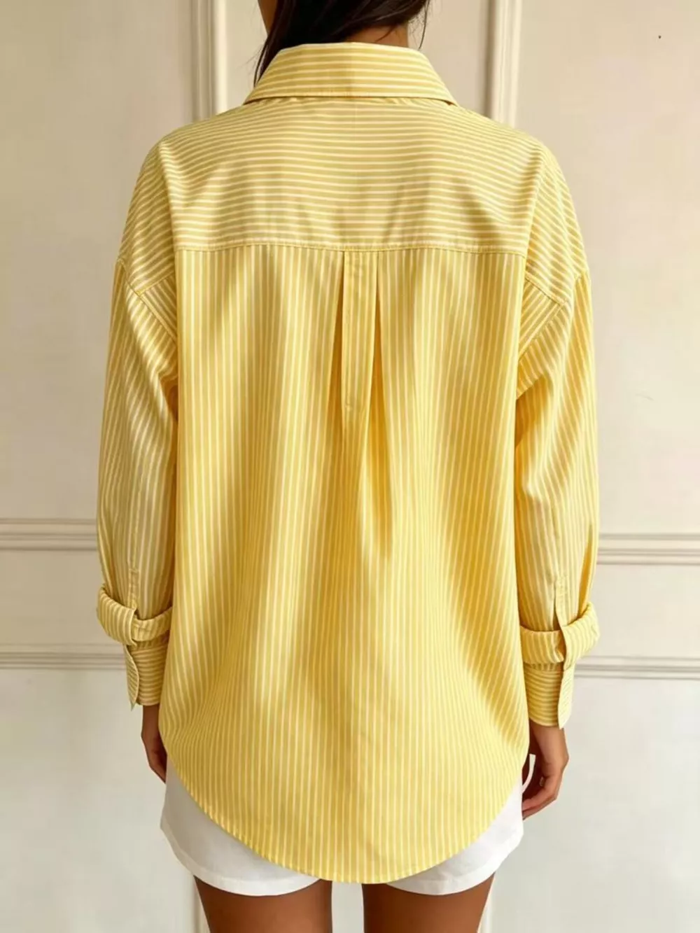 Full Size Striped Button-Down Long Sleeve Shirt Plus Size, image 6