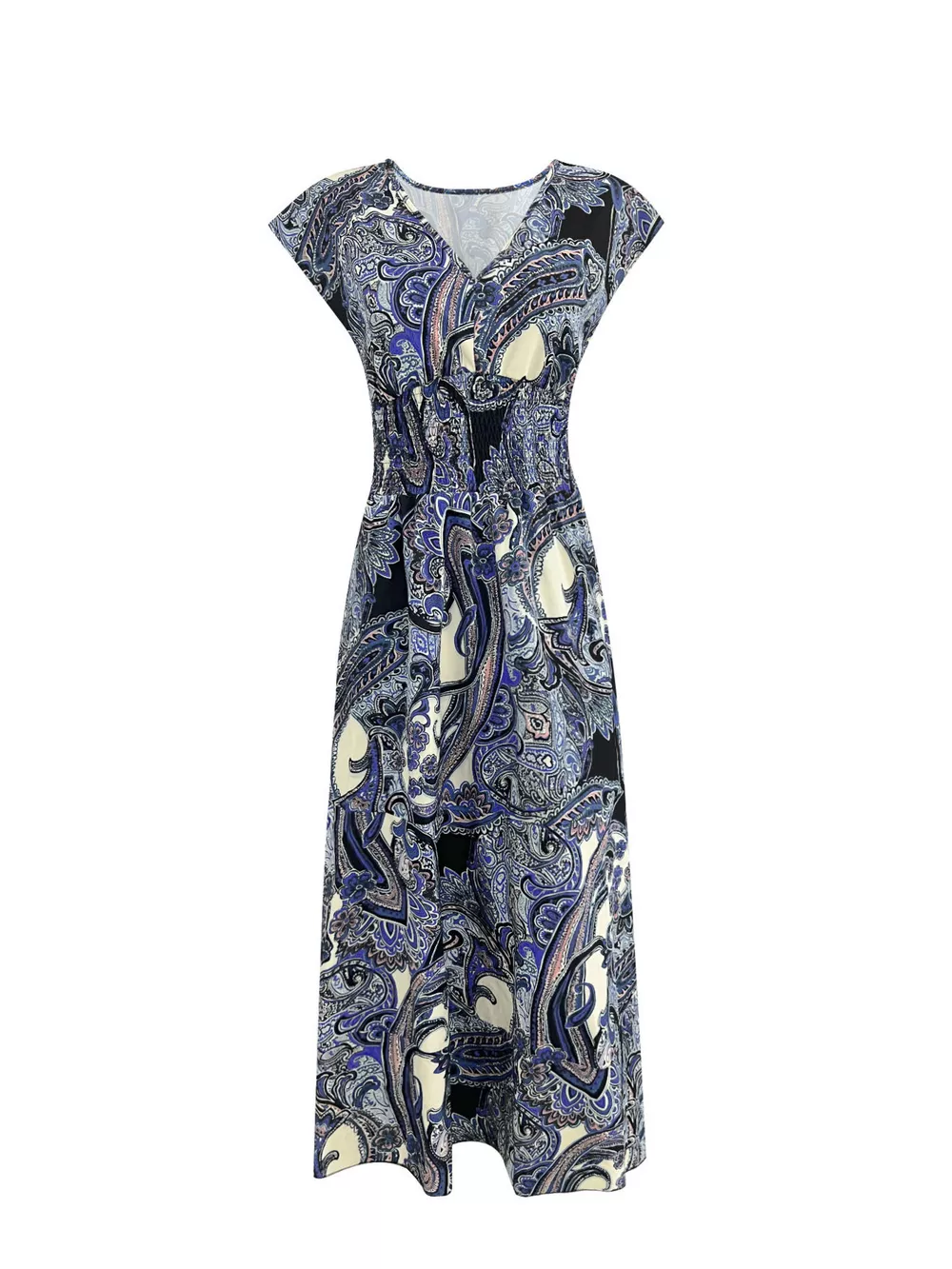 Plus Size Floral V-Neck Cap Sleeve Maxi Dress, image 6