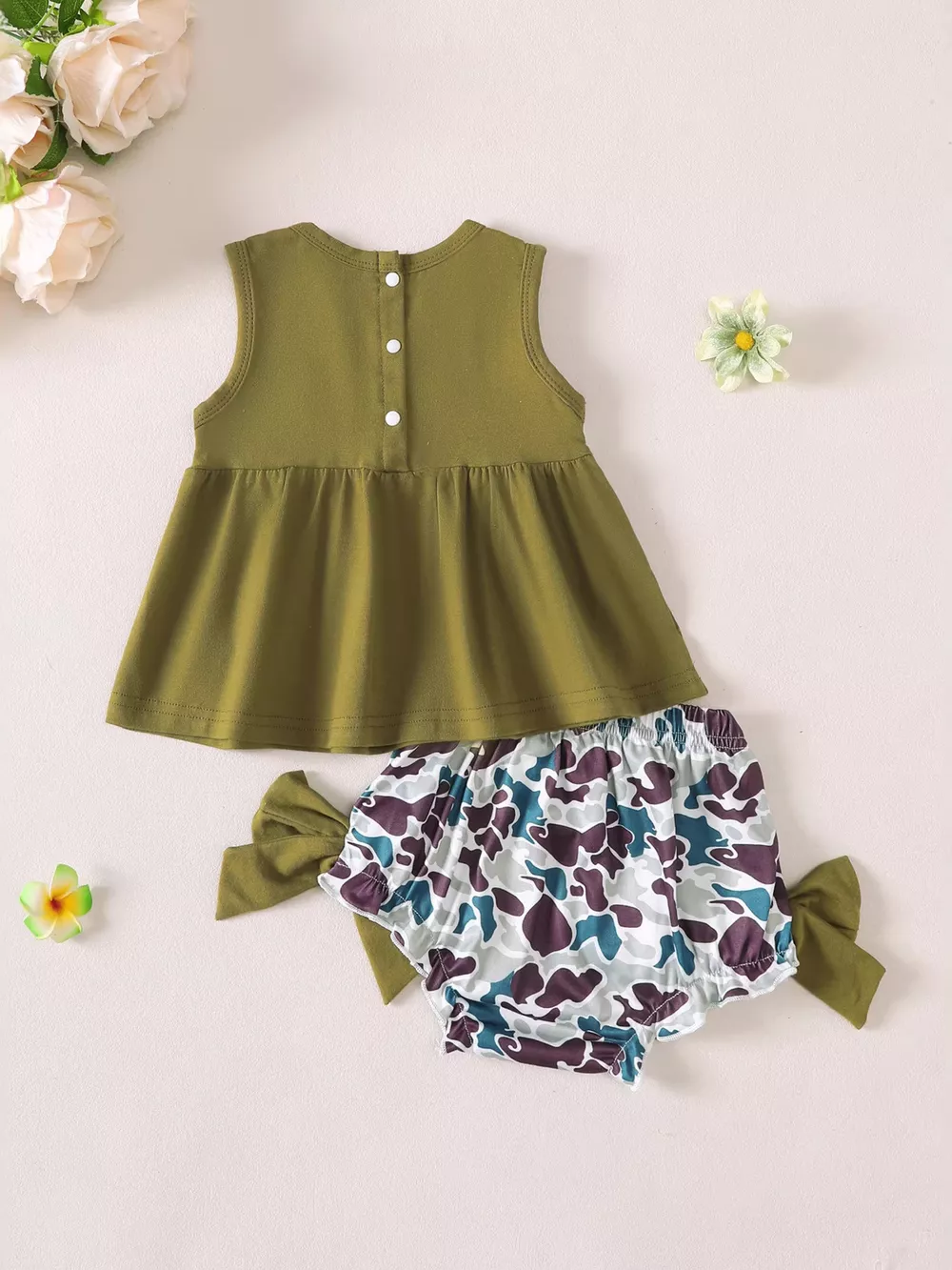 Children's Embroidered Top and Camo Bottom Set, image 6