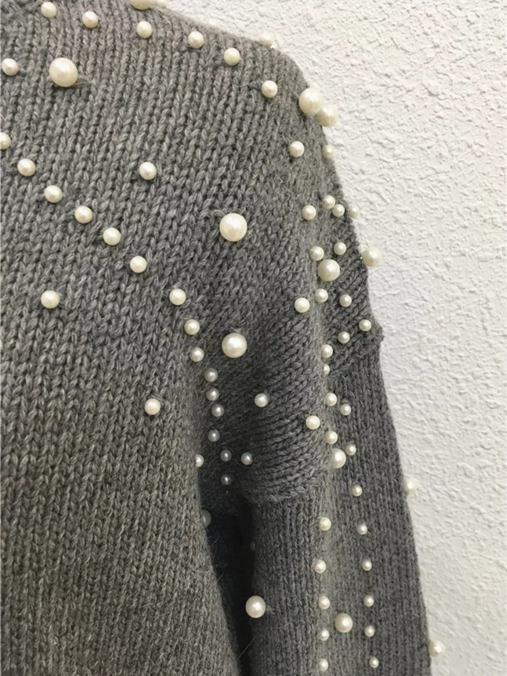 Pearl-Embellished Mock Neck Sweater, image 14