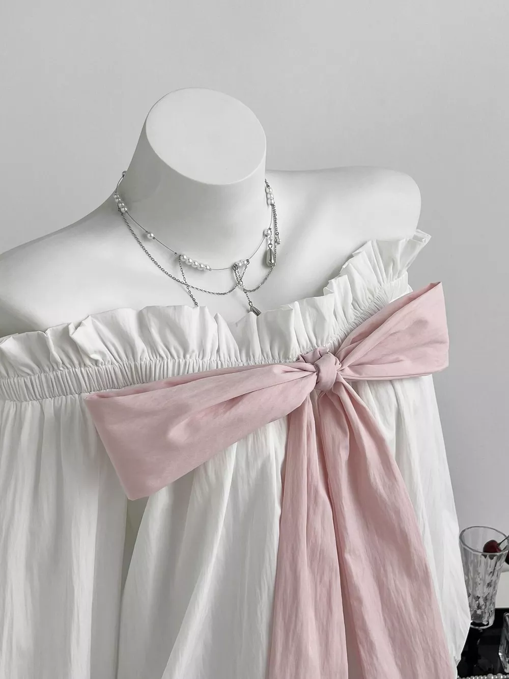 Bow Off-Shoulder Long Sleeve Blouse, image 3