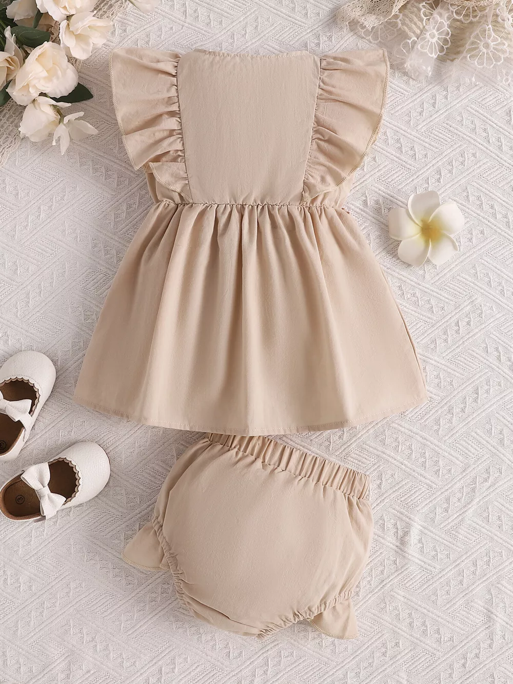 Children's Ruffle Trim Button Front Top and Shorts Set, image 6