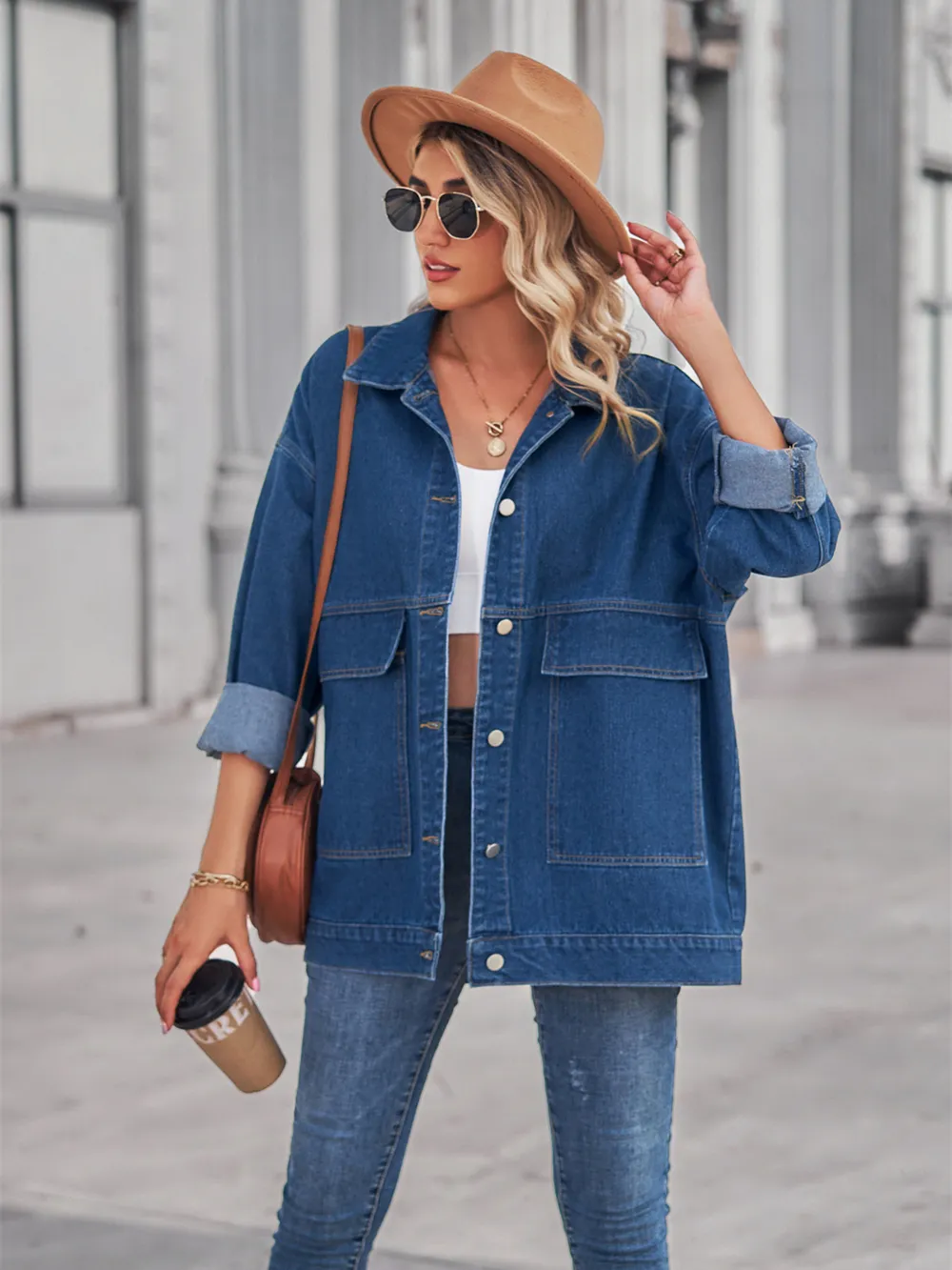 Button Up Long Sleeve Denim Jacket, image 15