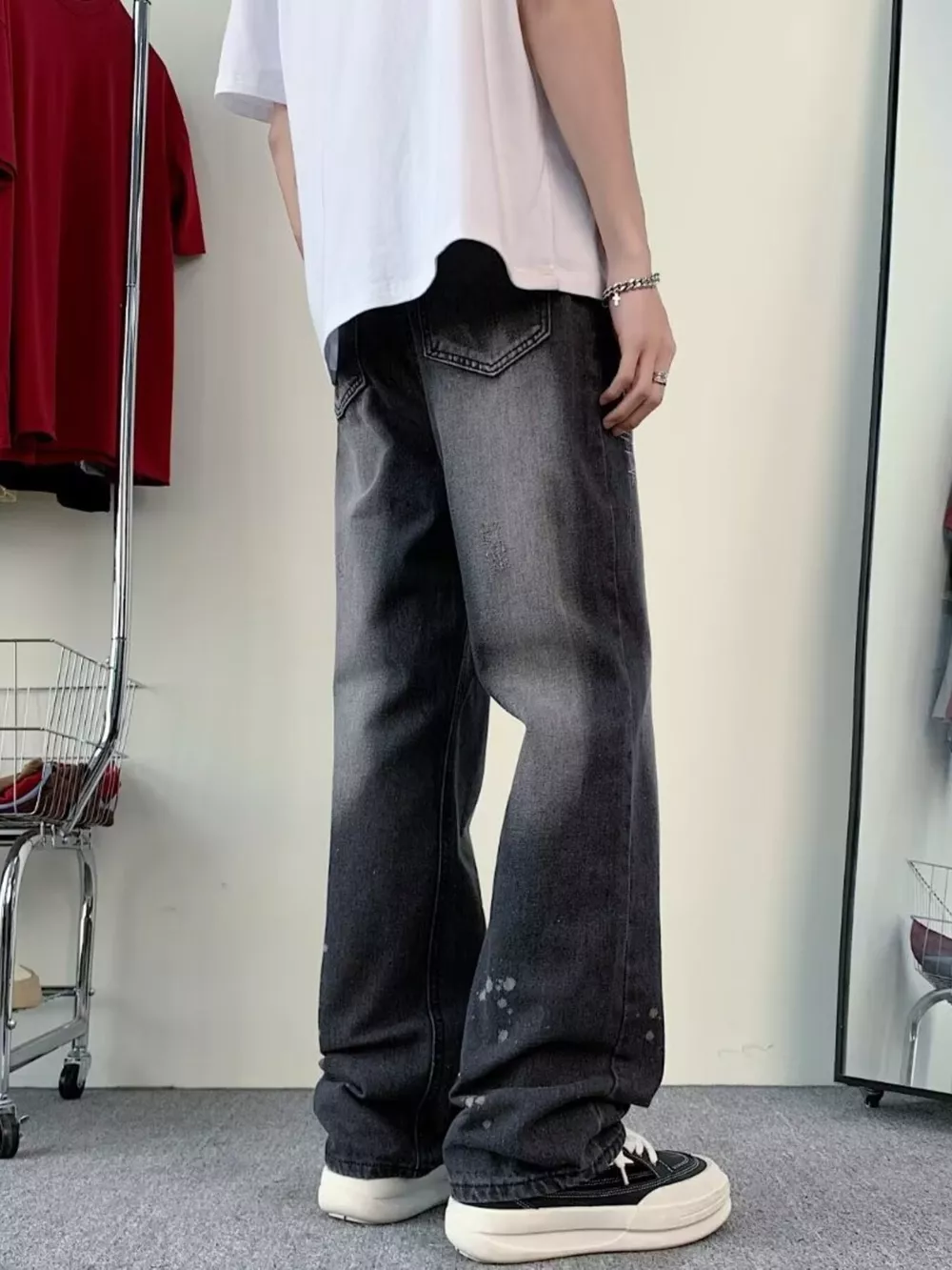 Men's Full Size Vintage Wash Wide Leg Jeans Plus Size, image 3