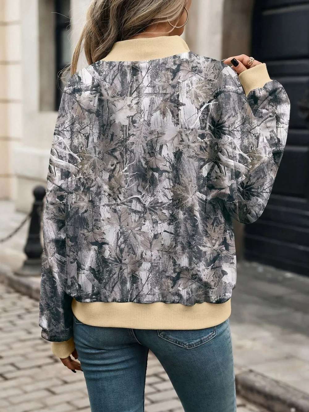 Printed Zip Up Long Sleeve Sweatshirt, image 12