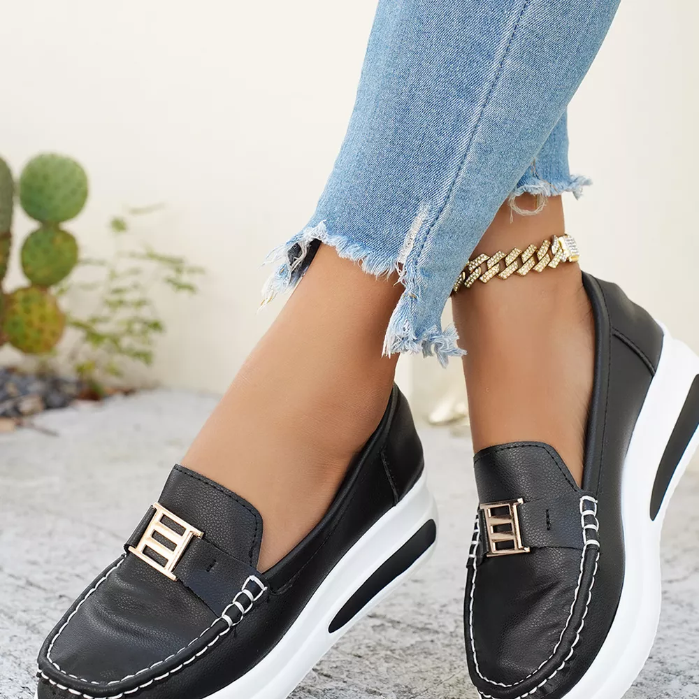 Metal Buckle Round Toe Slip-Ons, image 9
